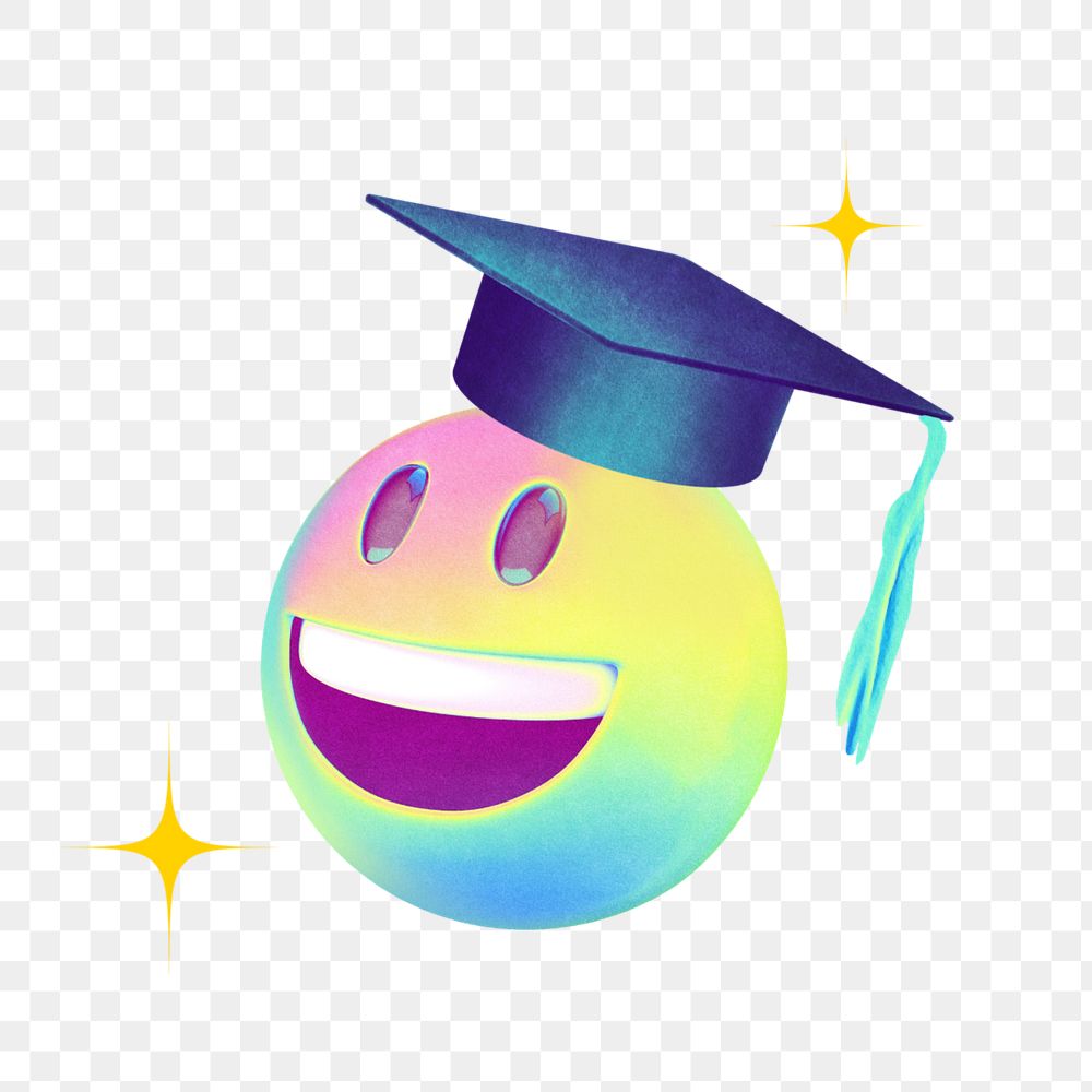 Graduation png element editable happy face collage remix