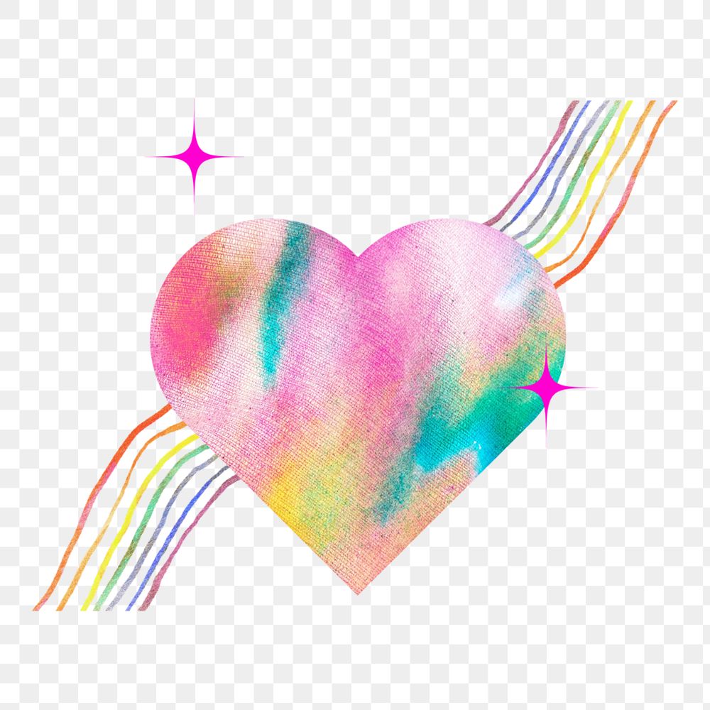 Gradient heart png element, editable gay pride collage remix