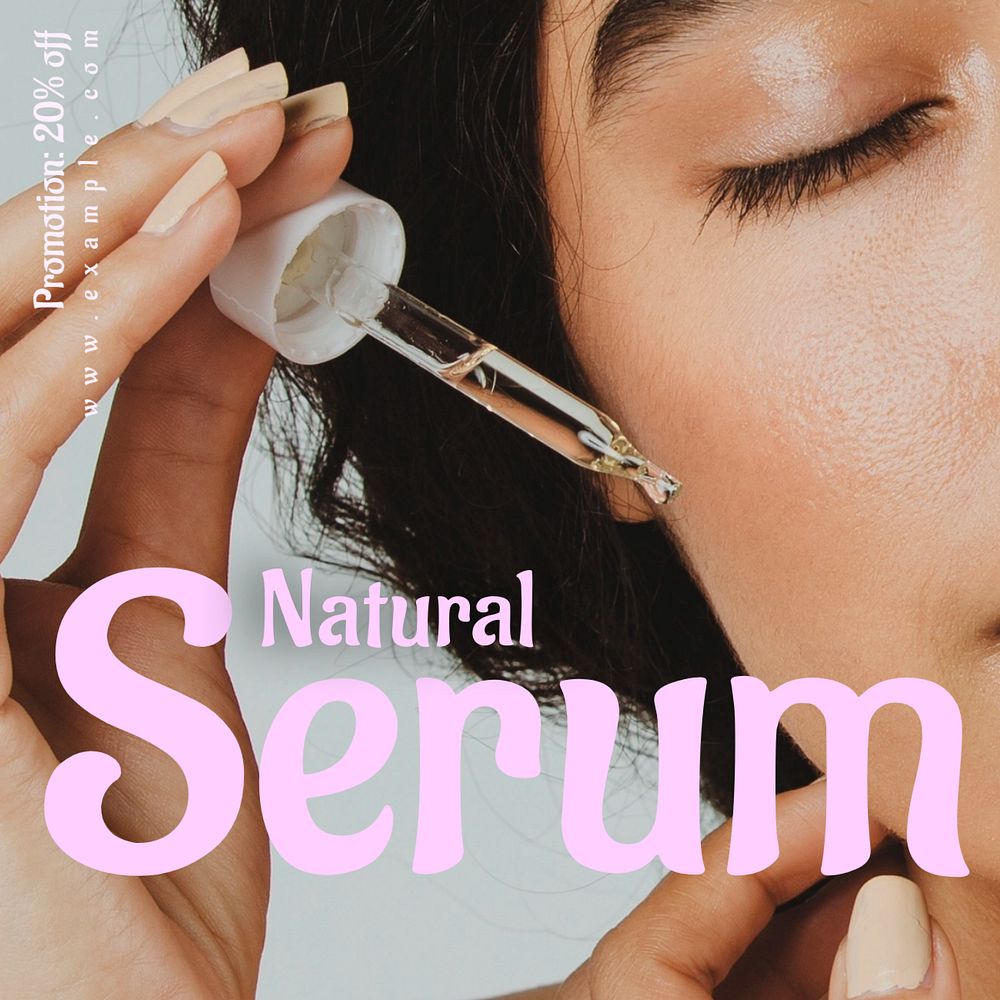 Natural serum Instagram post template, editable text