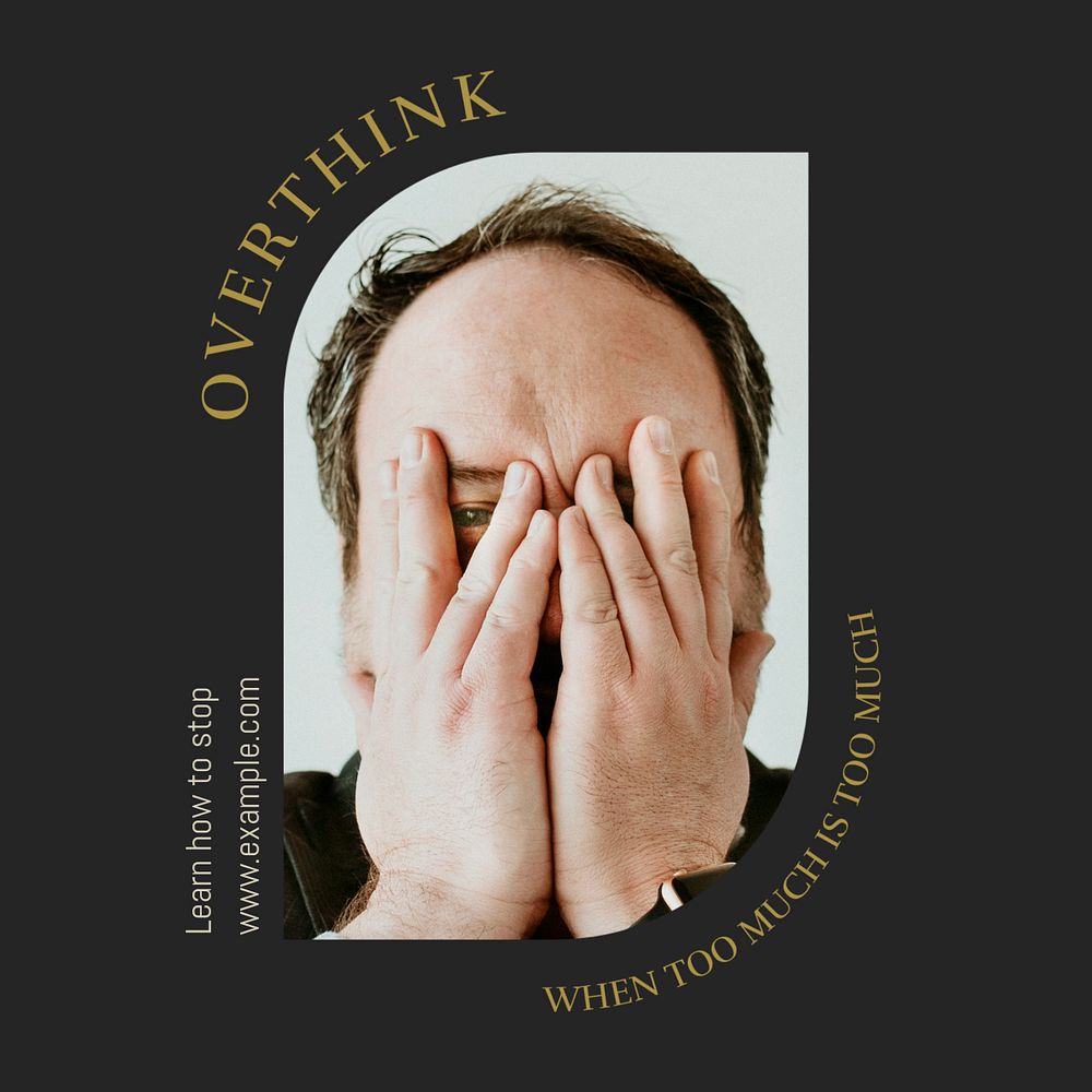 Overthink & stress Instagram post template, editable social media design