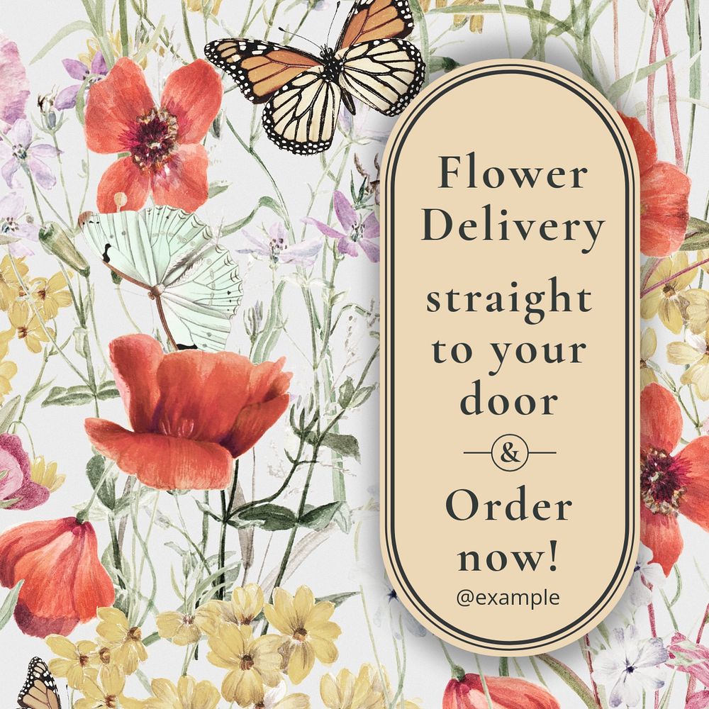 Flower delivery Instagram post template, editable social media design