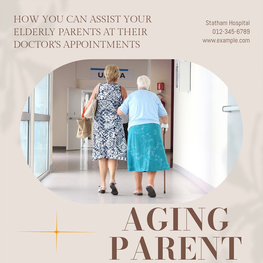 Aging parent Instagram post template, editable social media design