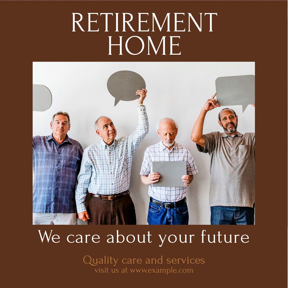 Retirement home Instagram post template, editable social media design