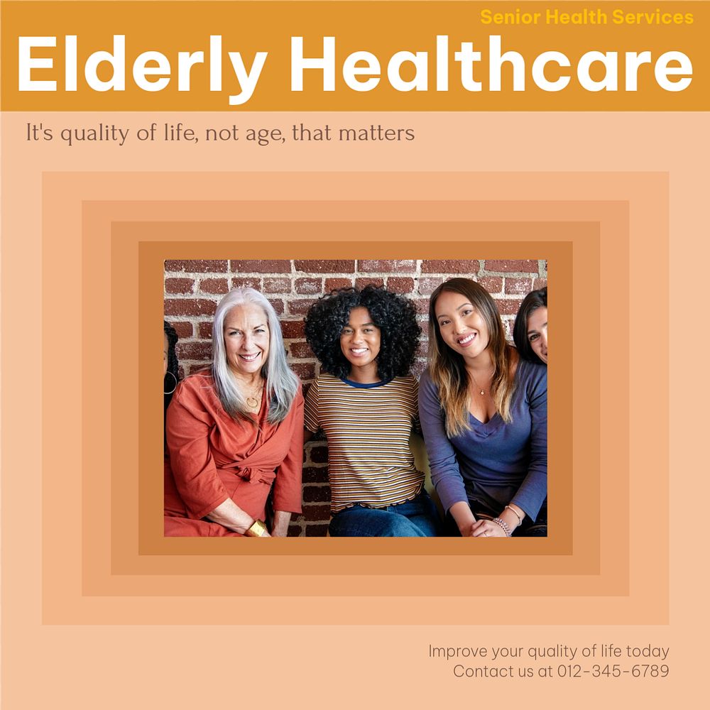 Elderly healthcare Instagram post template, editable social media design