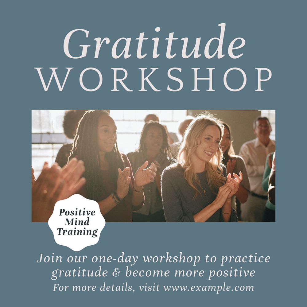 Gratitude workshop Instagram post template, editable social media design