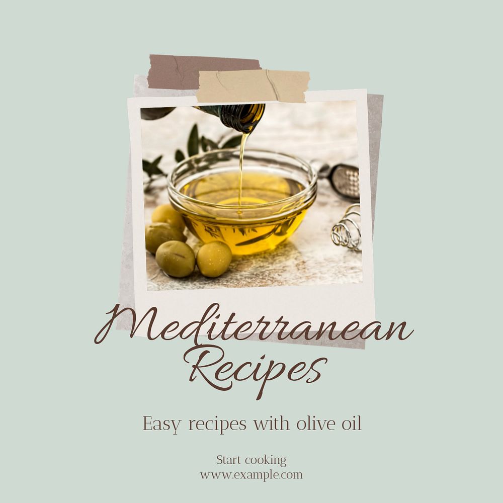 Mediterranean recipes Instagram post template, editable social media design