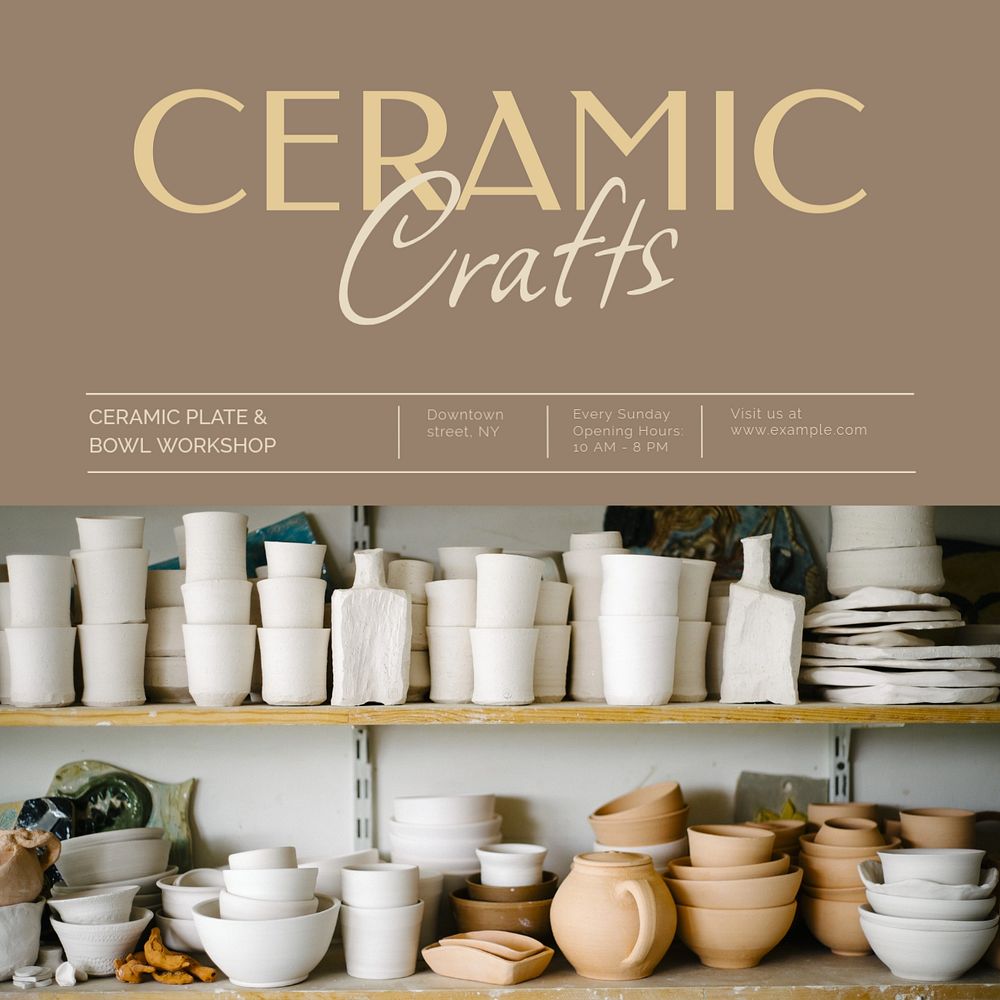 Ceramic craft Instagram post template, editable social media design