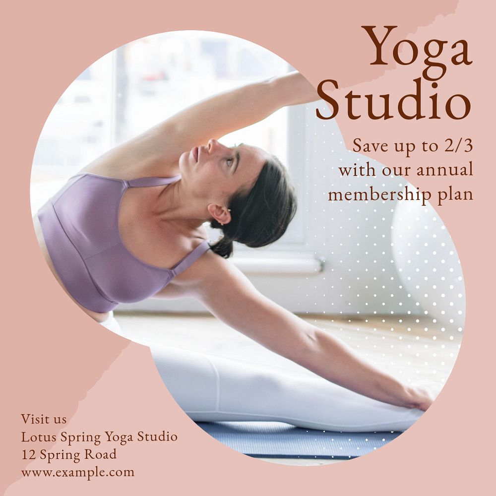 Yoga studio Instagram post template, editable social media design