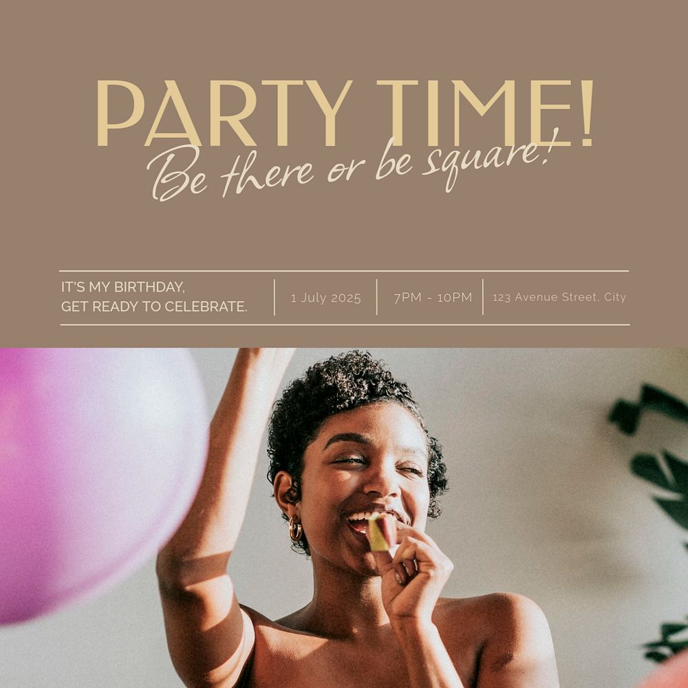 Birthday party celebration Instagram post template, editable social media design