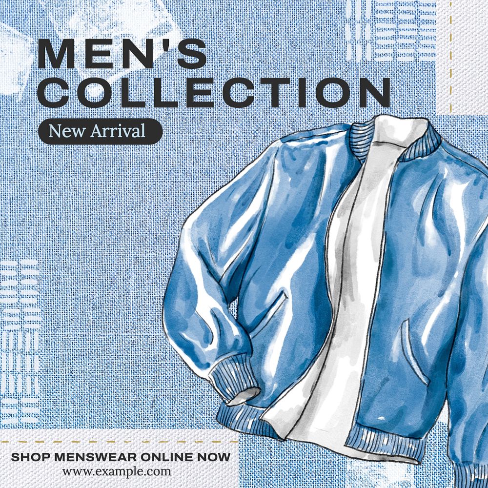 Men's collection Instagram post template, editable text