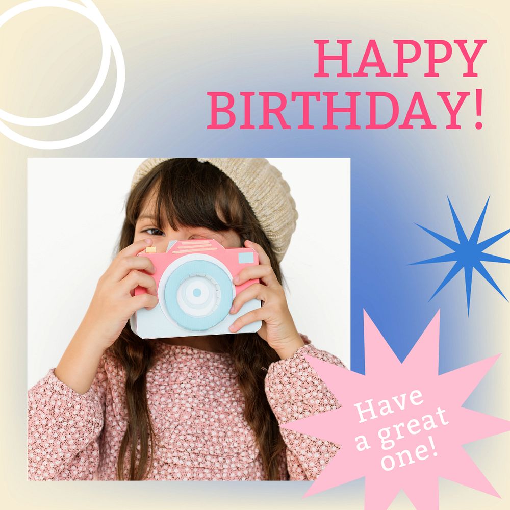 Happy birthday Instagram post template, editable text