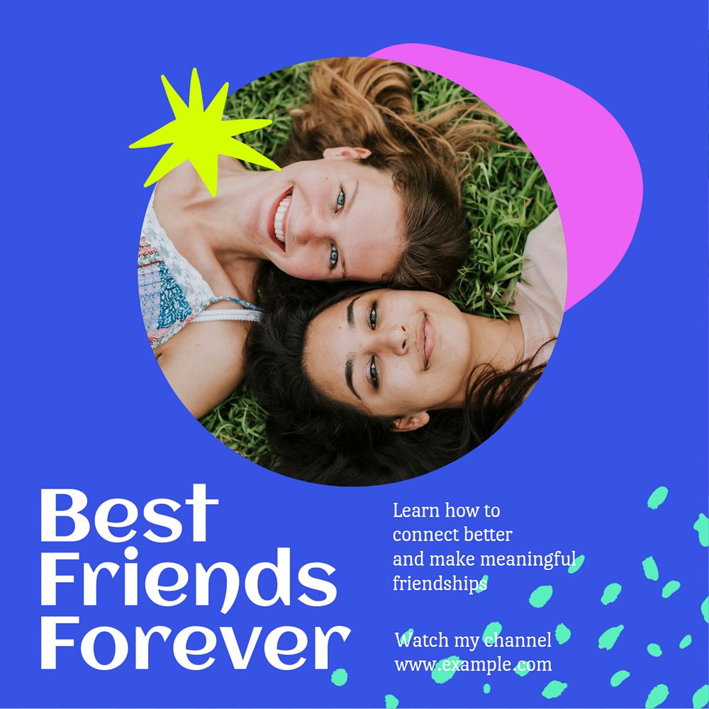 Best friends forever Instagram post template, editable text