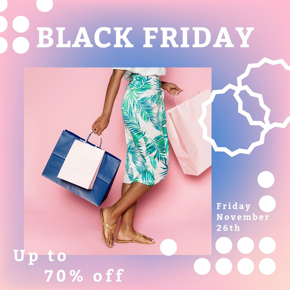 Black Friday sale Instagram post template, editable text