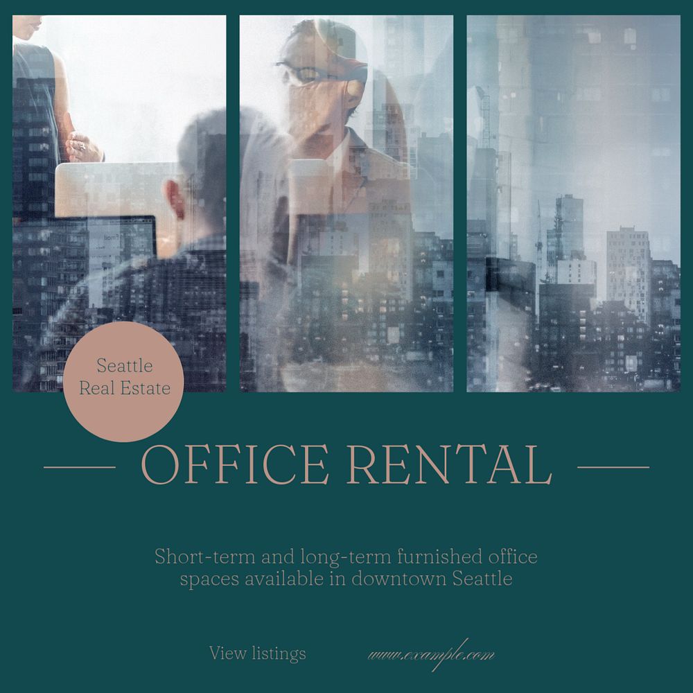 Office rental Instagram post template, editable social media design