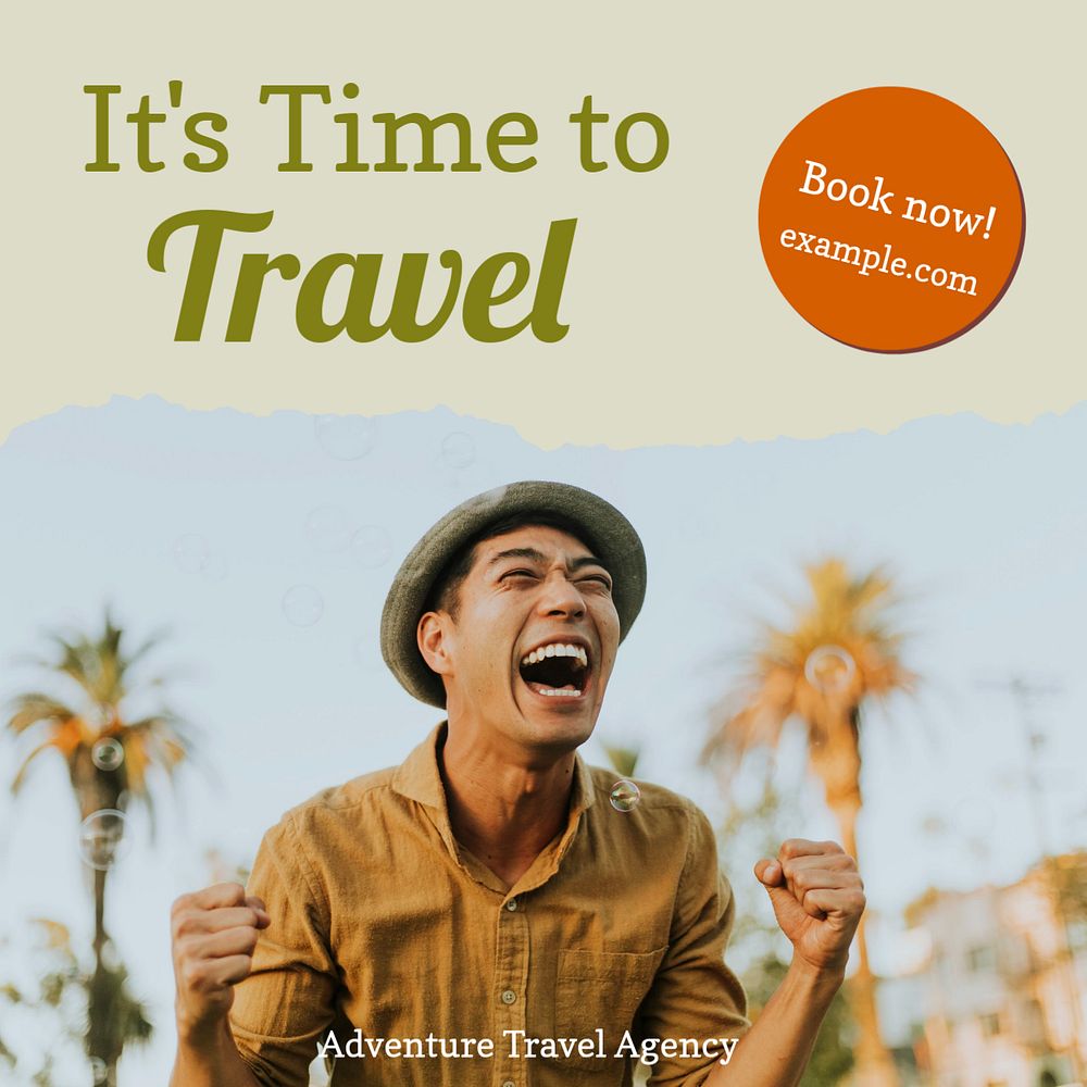 Travel time Instagram post template, editable design