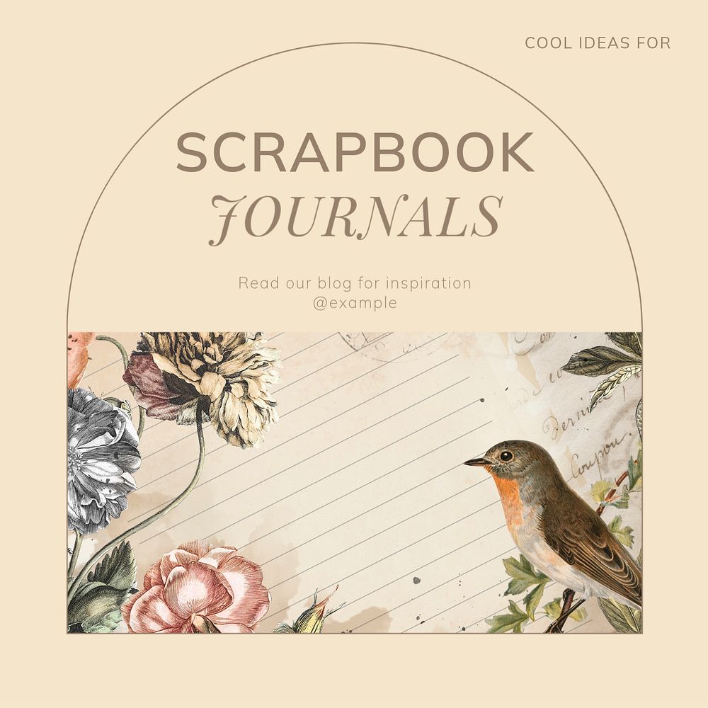 Scrapbook journals Instagram post template, editable social media design