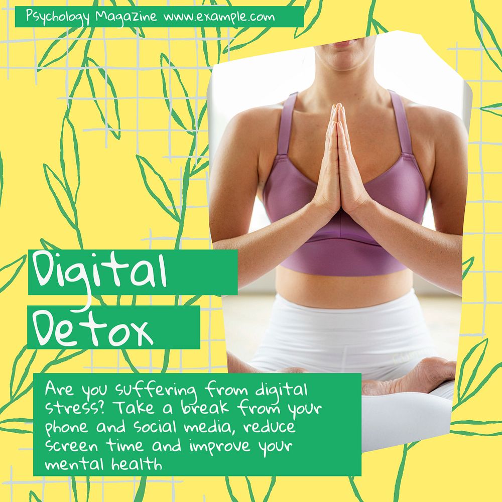 Digital detox Instagram post template, editable social media ad