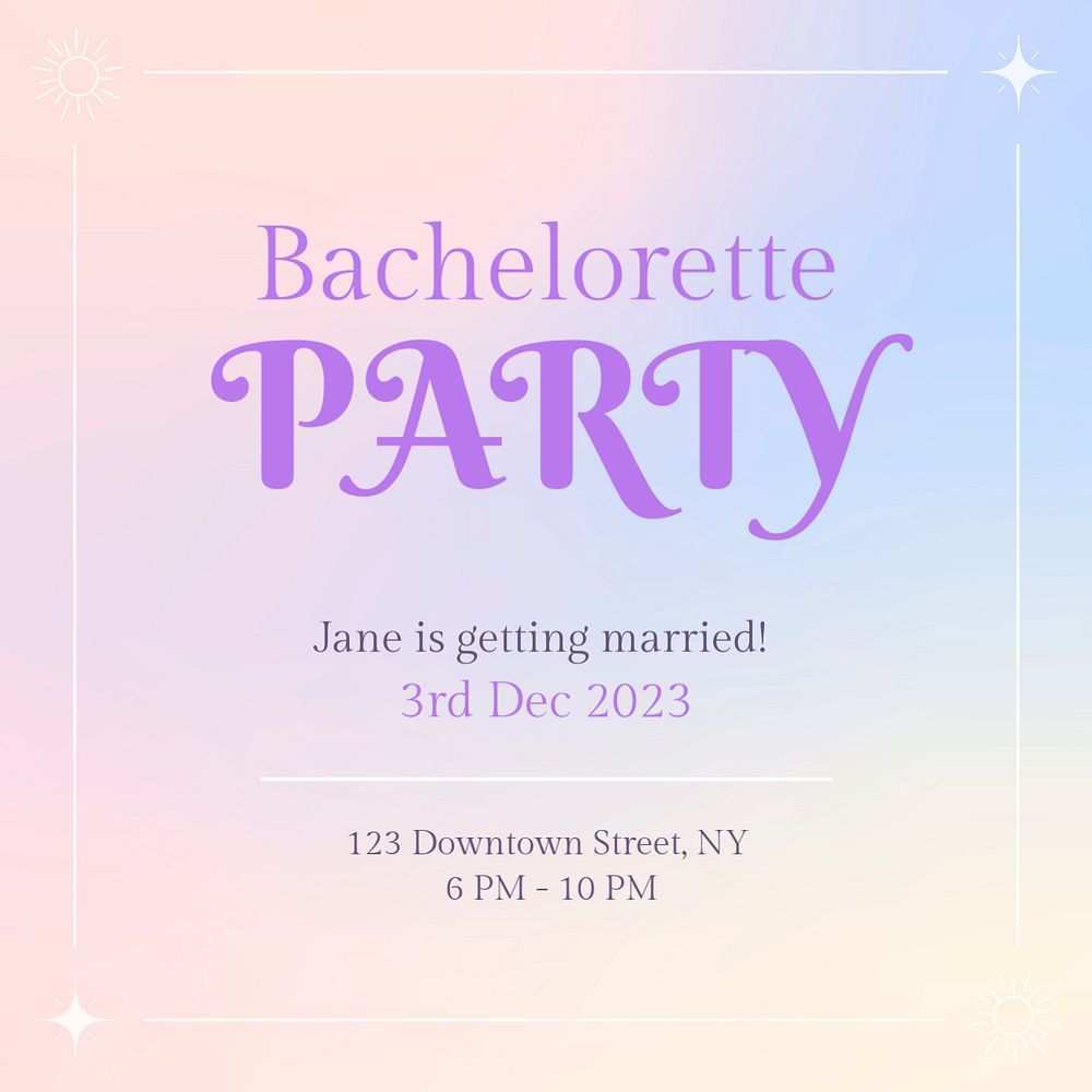 Bachelorette party Instagram post template, editable text