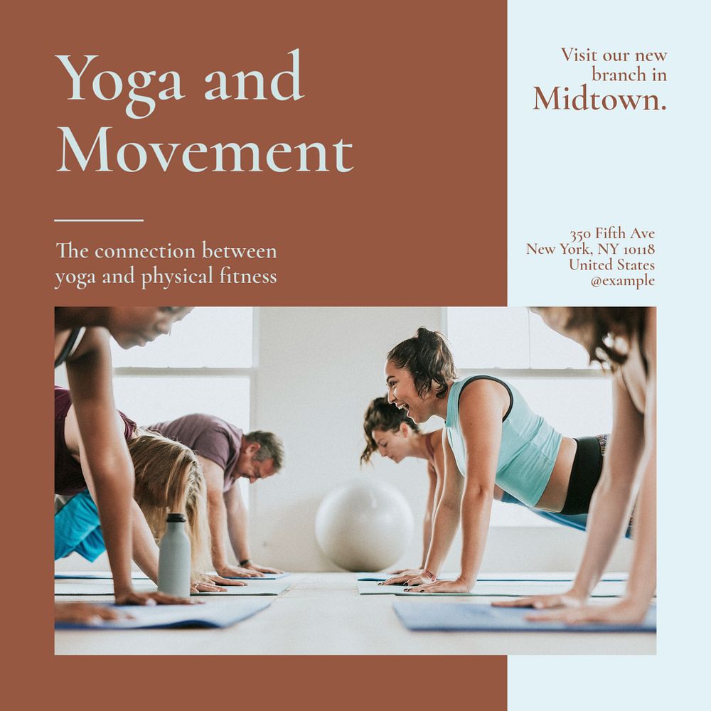 Yoga and movement Instagram post template, editable social media design