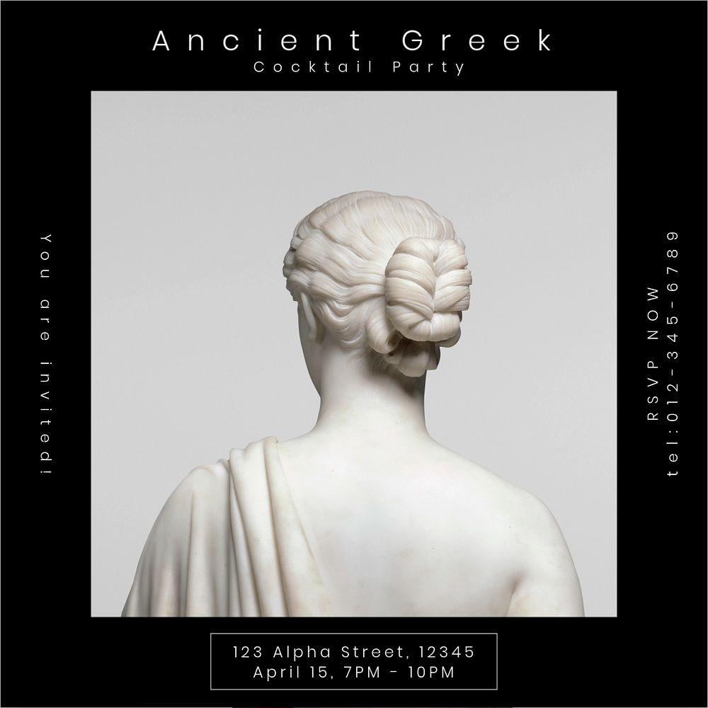 Ancient Greek party Instagram post template, editable text