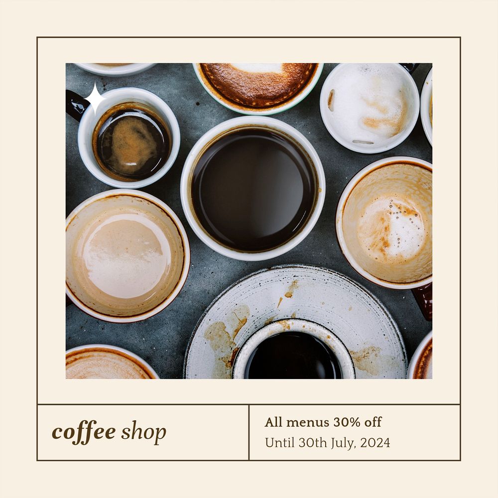 Coffee shop Instagram post template, editable social media design