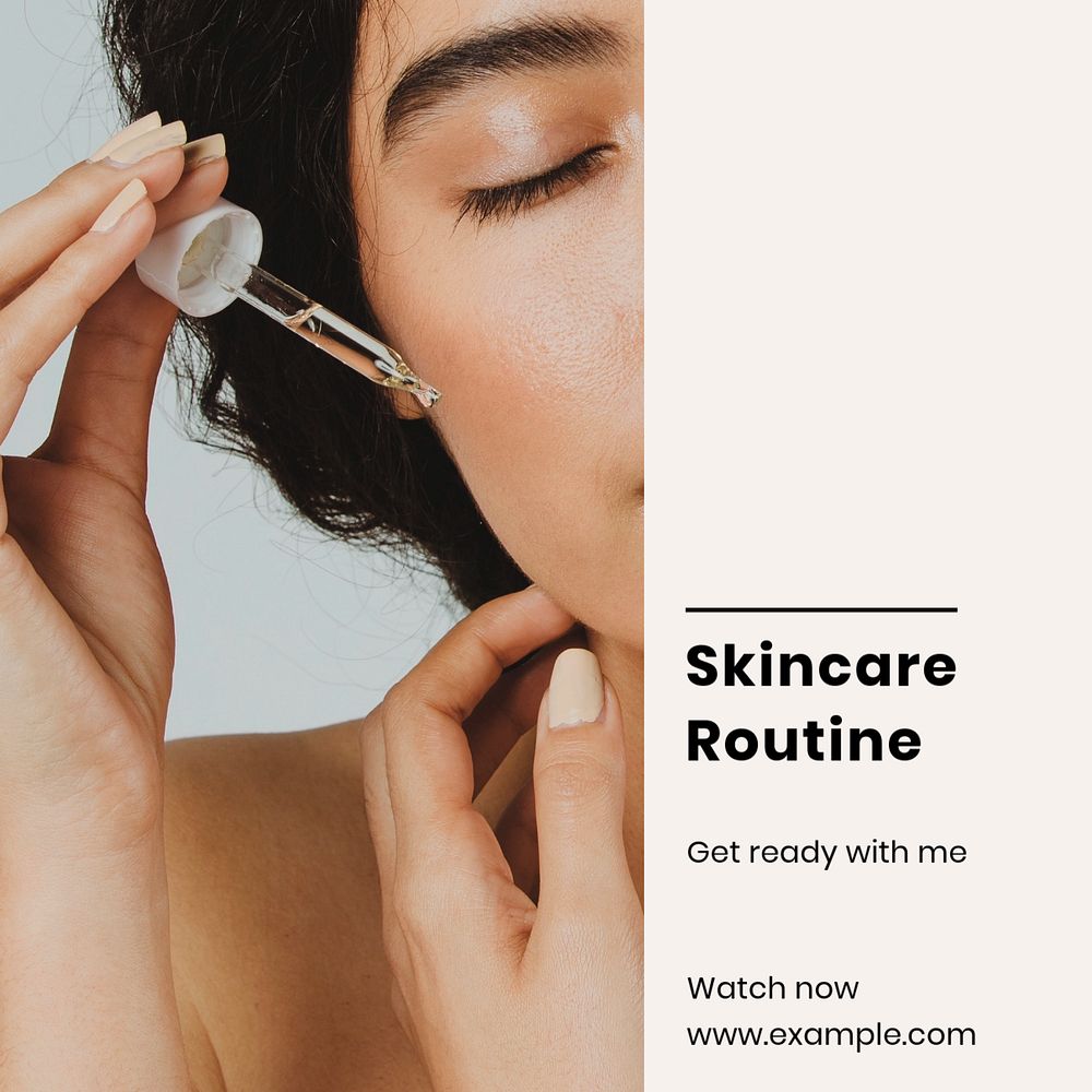 Skincare routine Instagram post template, editable design