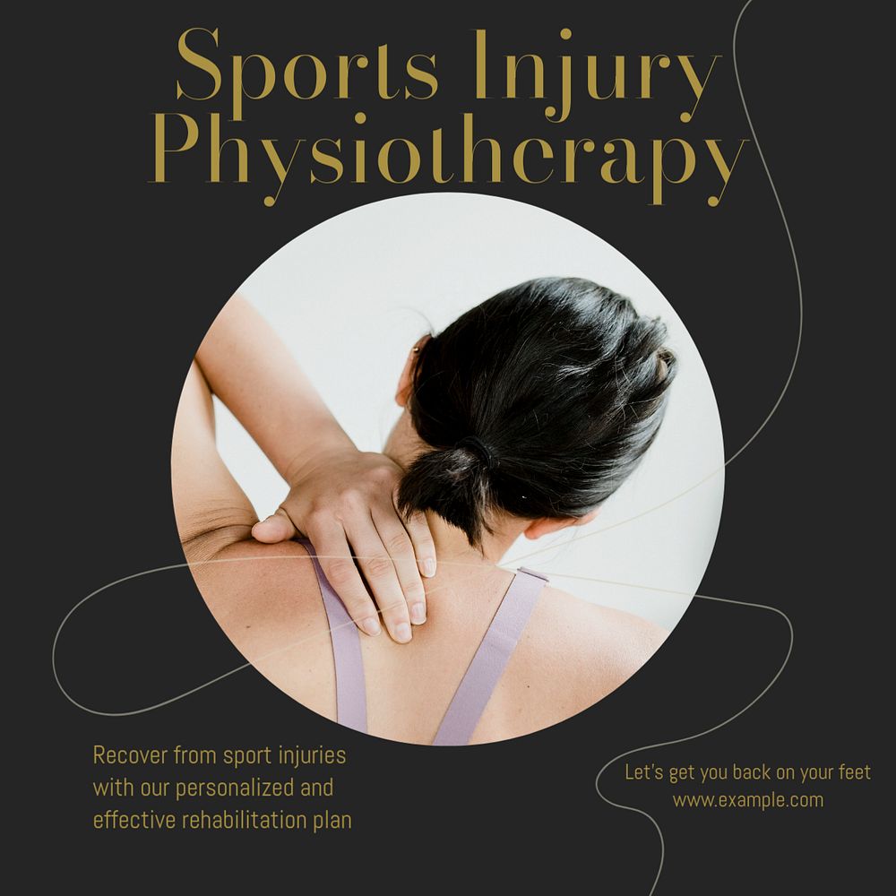 Sports injury physiotherapy Instagram post template, editable social media design