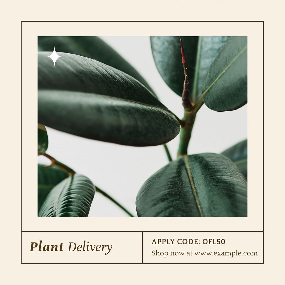 Plant delivery Instagram post template, editable text