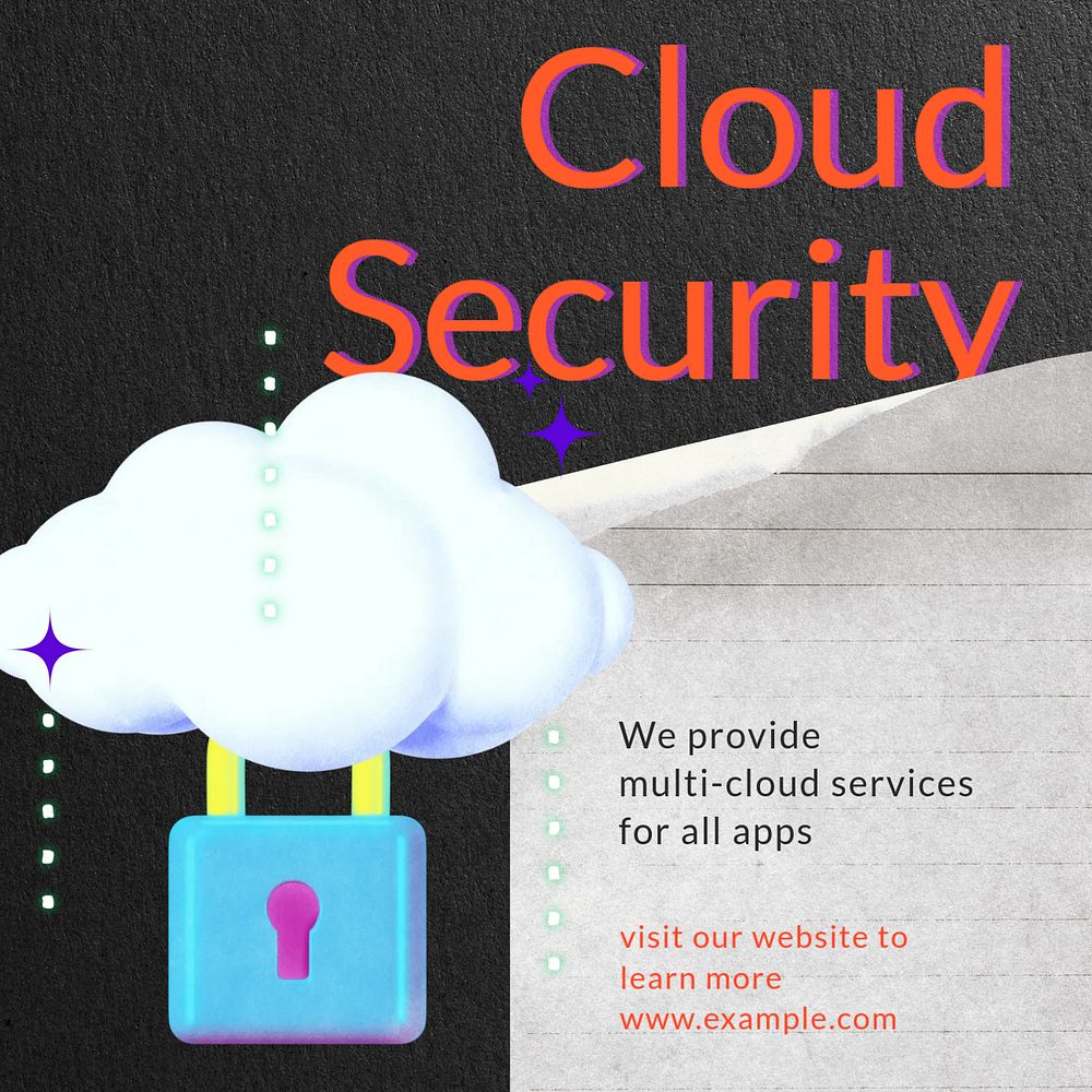 Cloud security Instagram post template, editable text