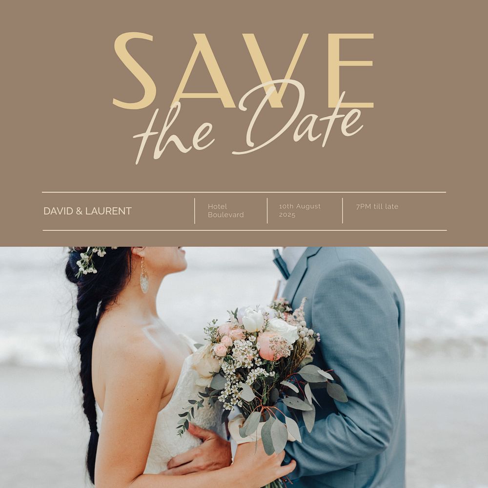 Wedding invitation Instagram post template, editable social media design