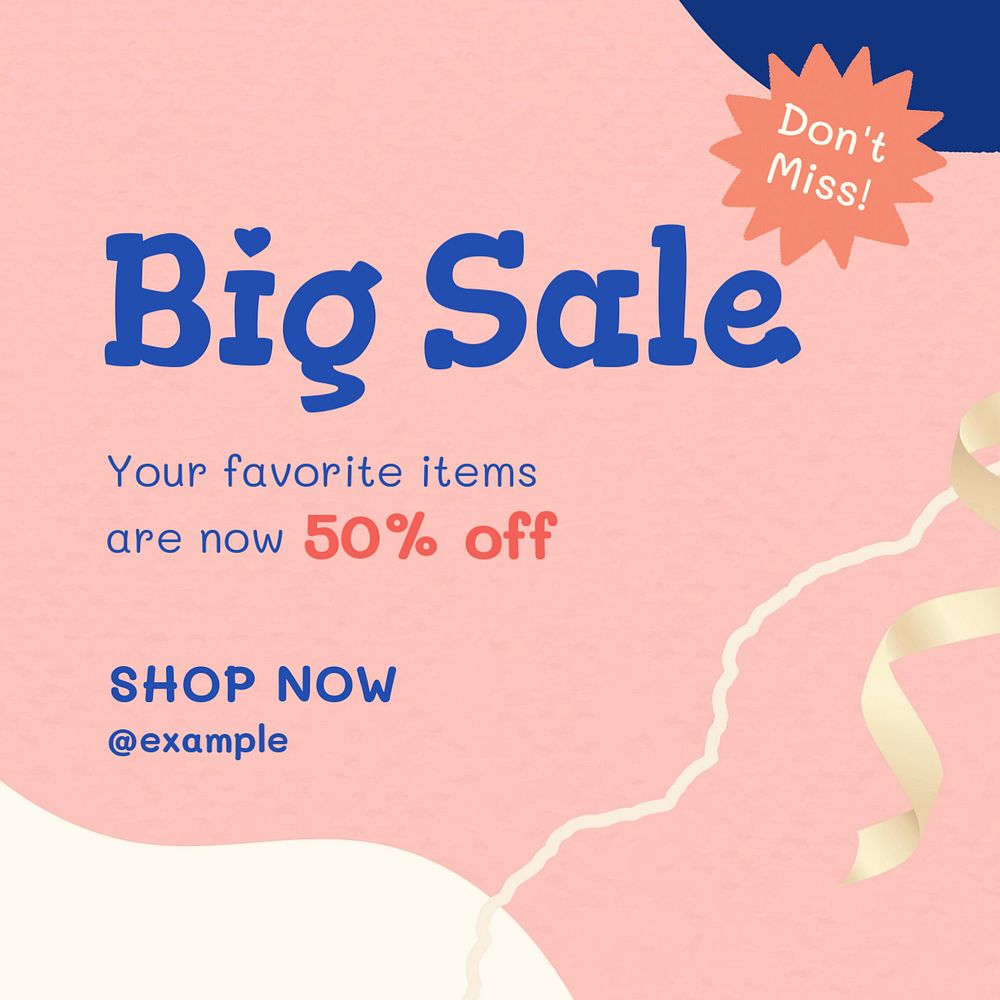 Big sale Instagram post template, editable text