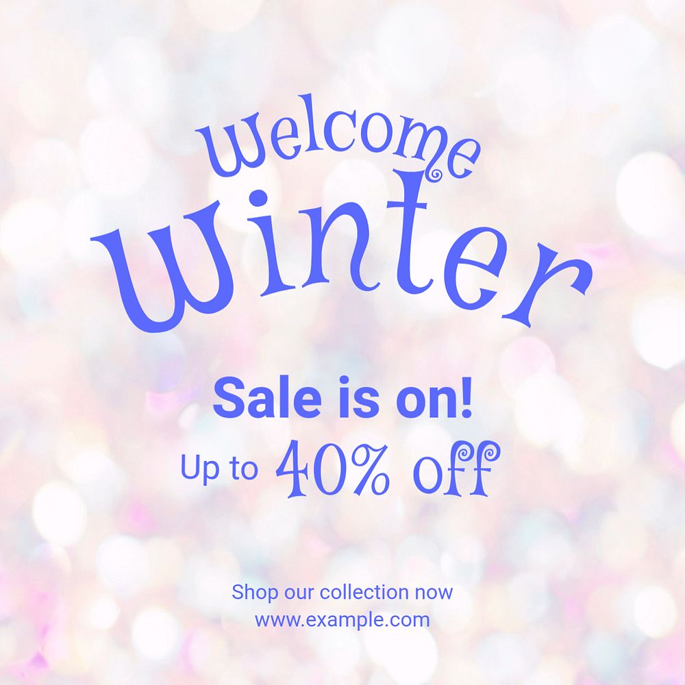 Welcome winter sale Instagram post template, editable text