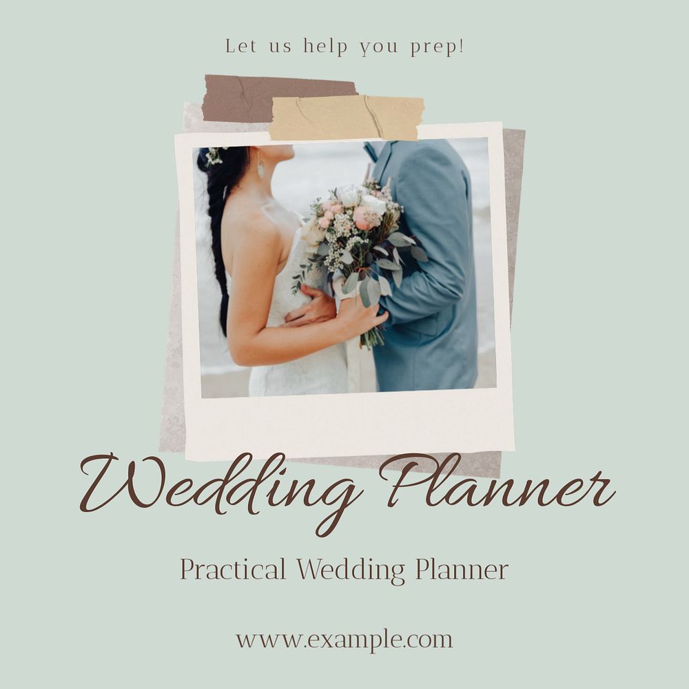 Wedding planner Instagram post template, editable social media design