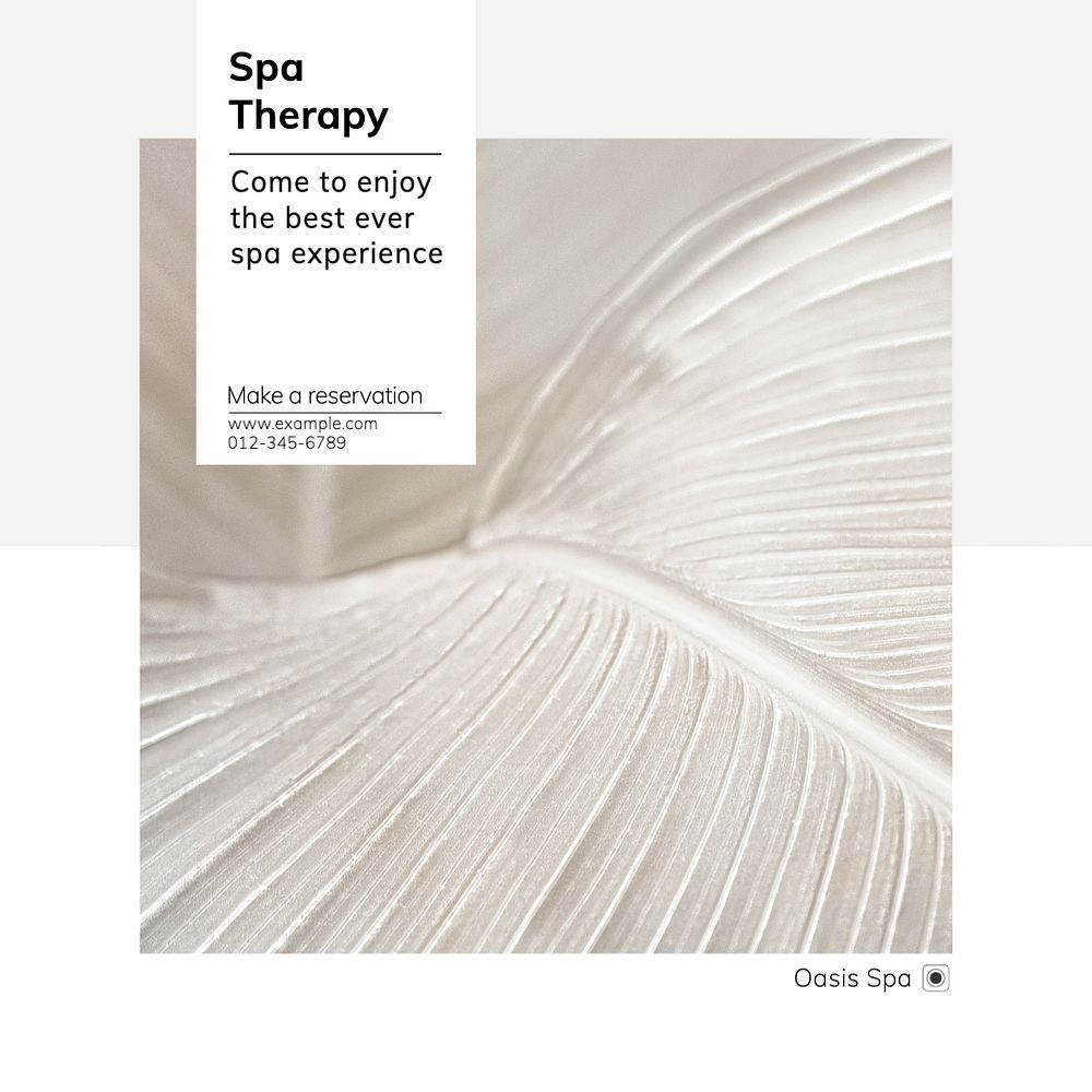 Spa therapy Instagram post template, editable text