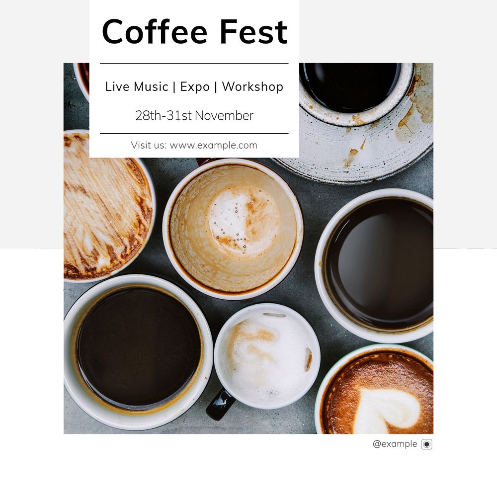 Coffee festival Instagram post template, editable text