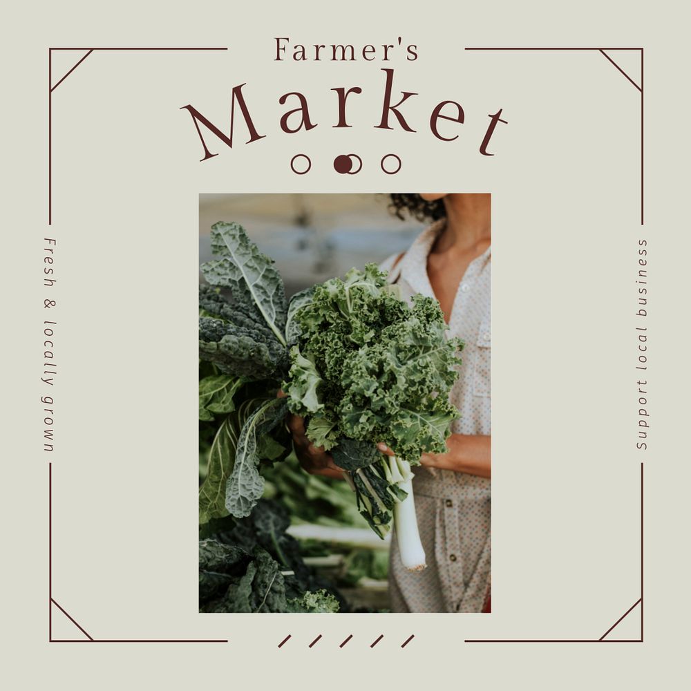 Farmer's market Instagram post template, editable social media ad