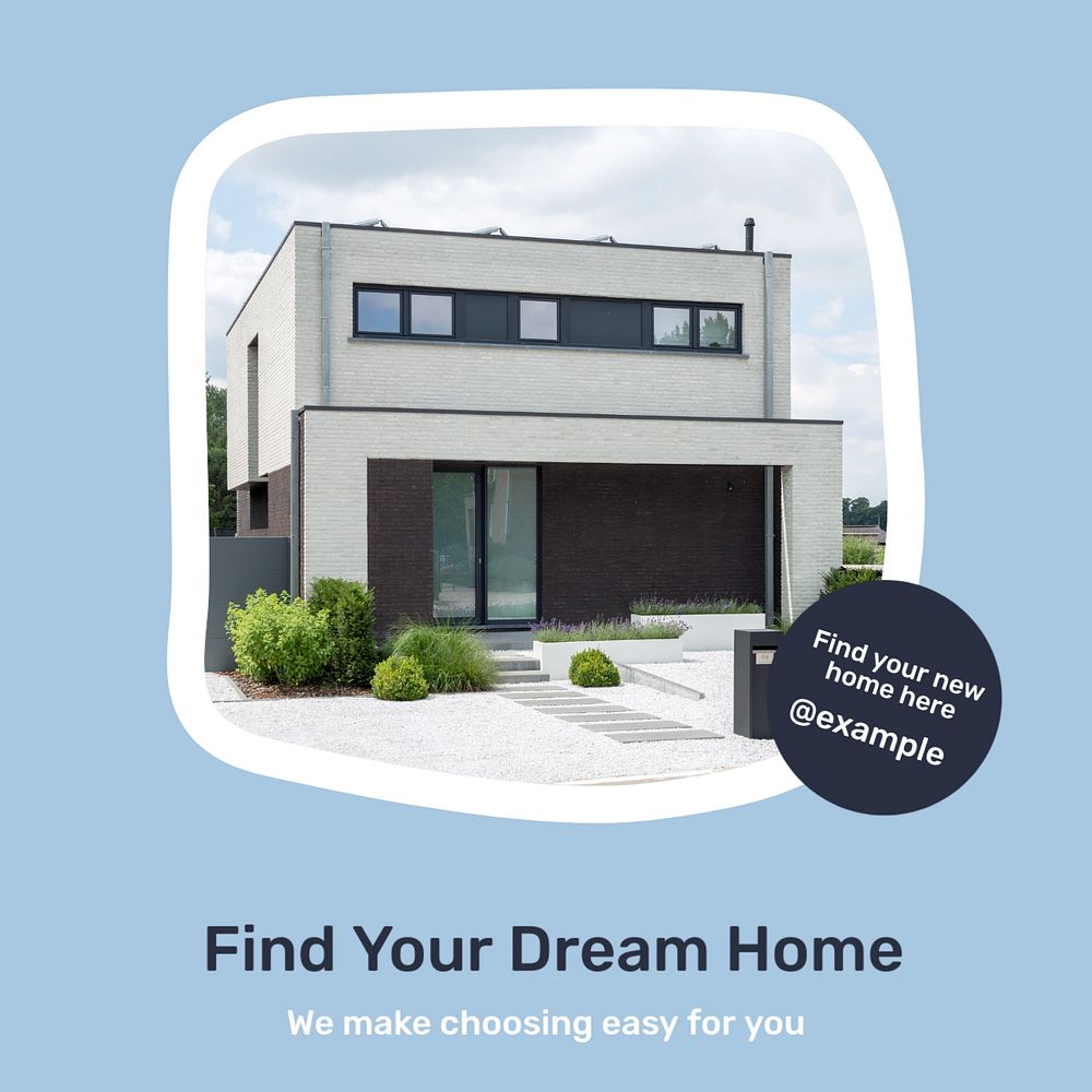 Dream home Facebook post template, editable design