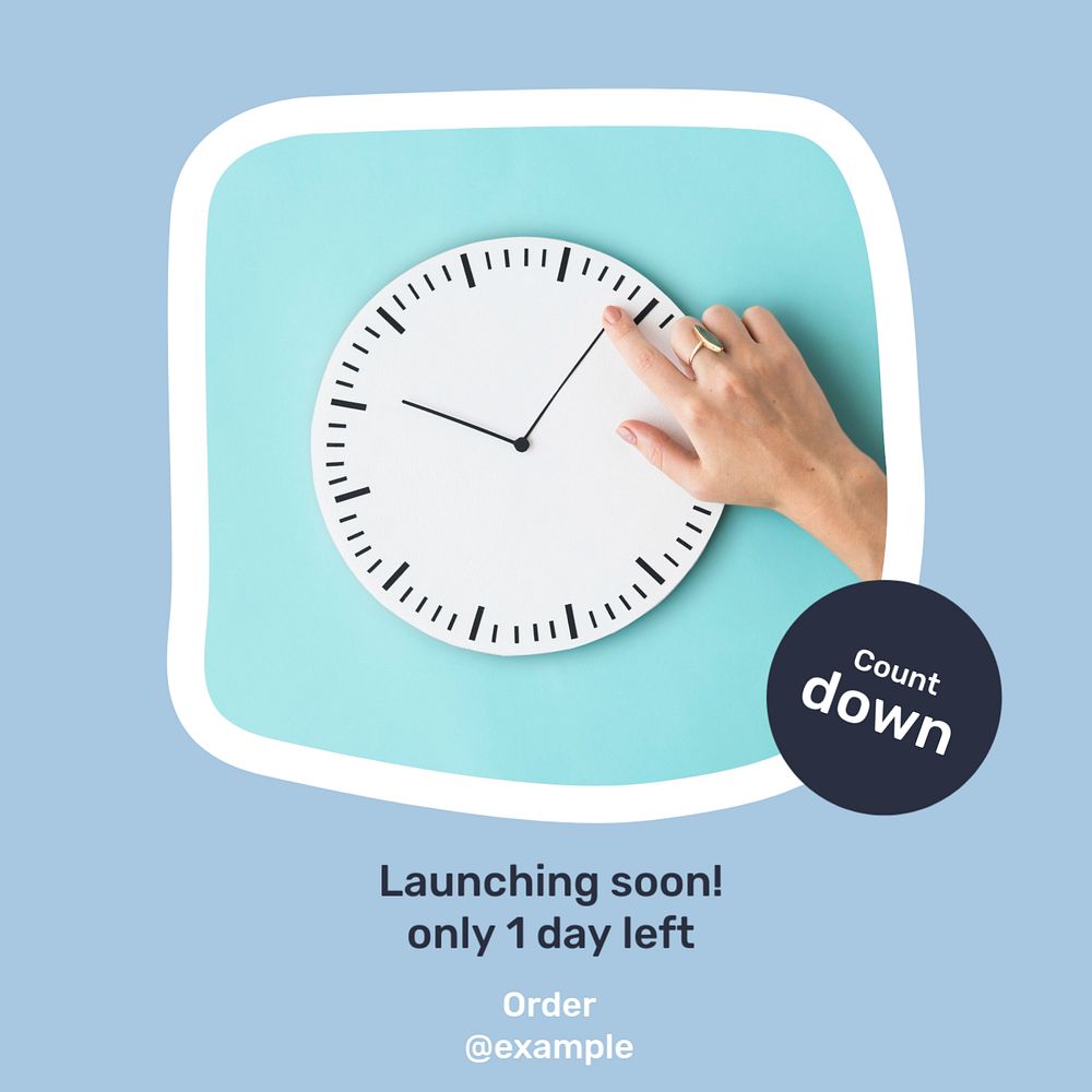 Countdown, new launch Instagram post template, editable text