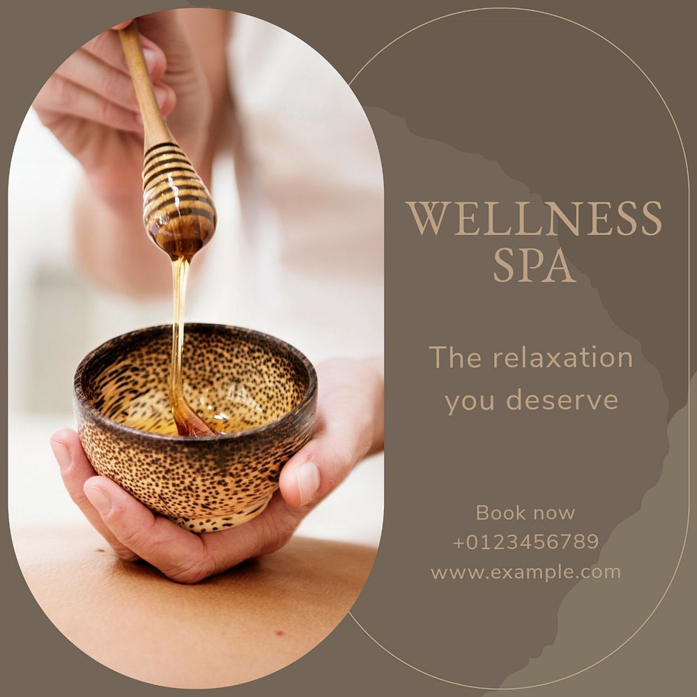 Wellness spa Instagram post template, editable text