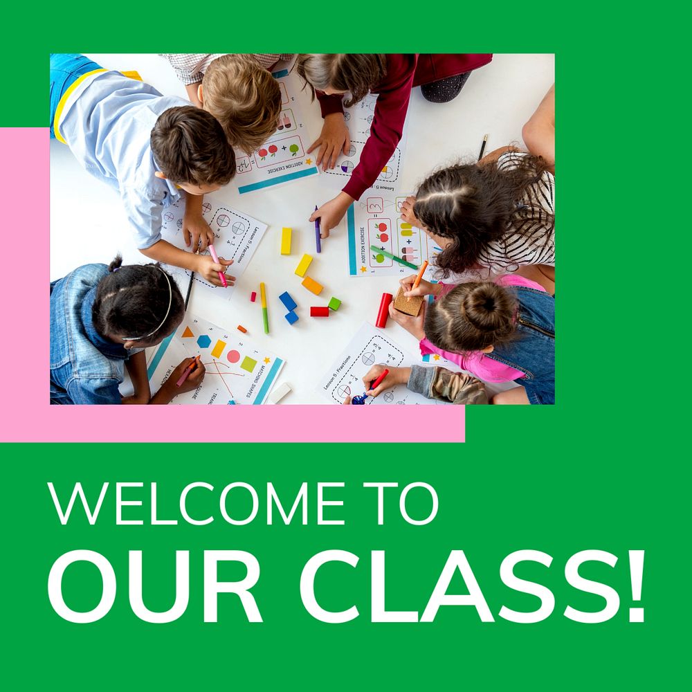 Classroom welcome Instagram post template, editable text