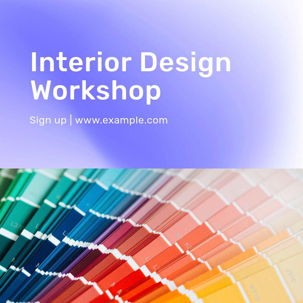 Interior design workshop post template, editable text for social media