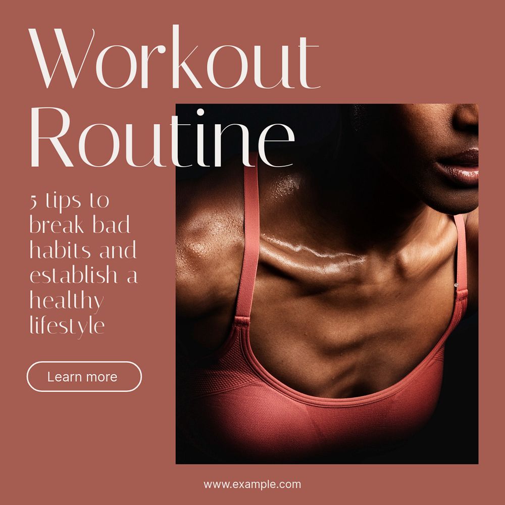 Workout routine Instagram post template, editable social media design