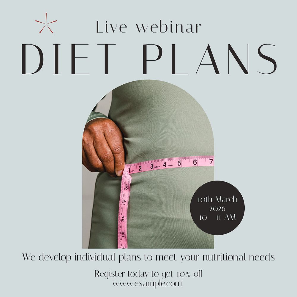 Dietary webinar Instagram post template, editable social media design