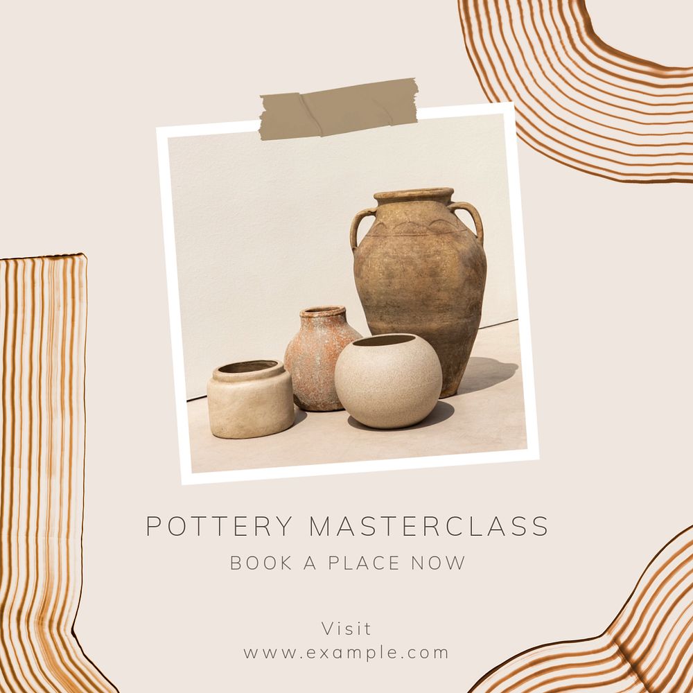 Pottery class Instagram post template, editable text