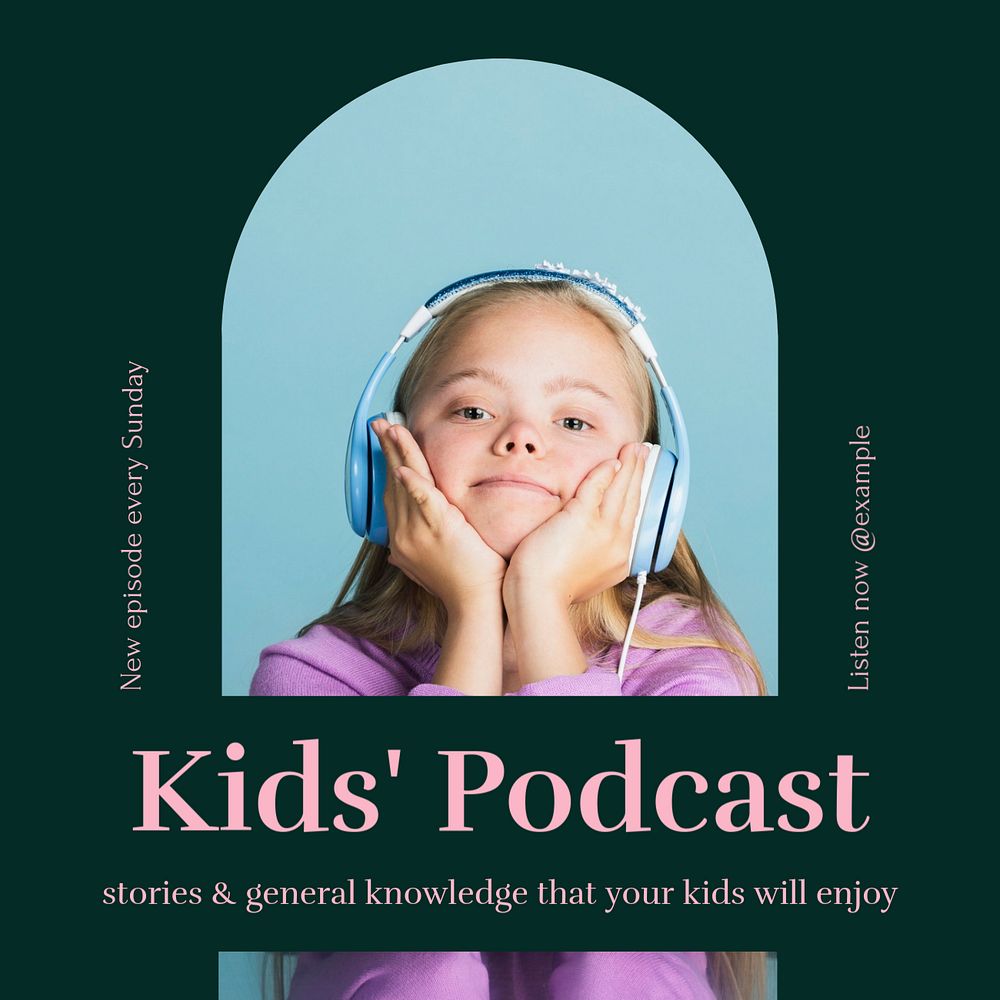 Kids' podcast Instagram post template, editable social media design