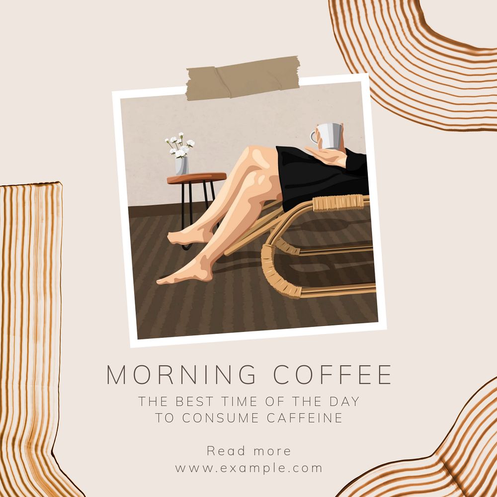 Morning coffee Facebook post template, editable design