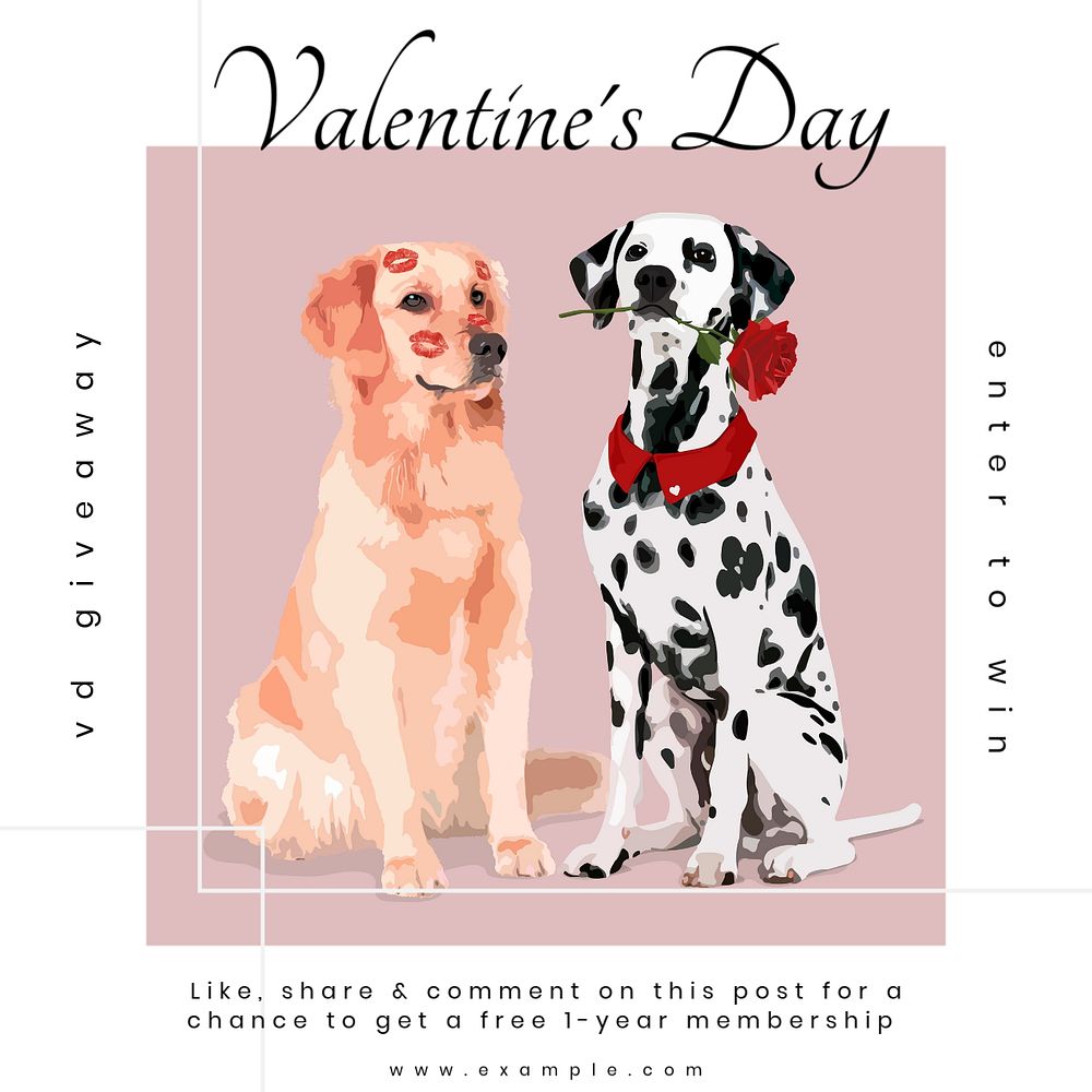 Valentine's day giveaway Instagram post template, editable text