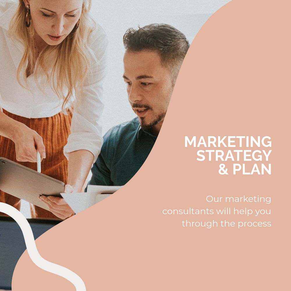 Marketing strategy Instagram post template, editable text