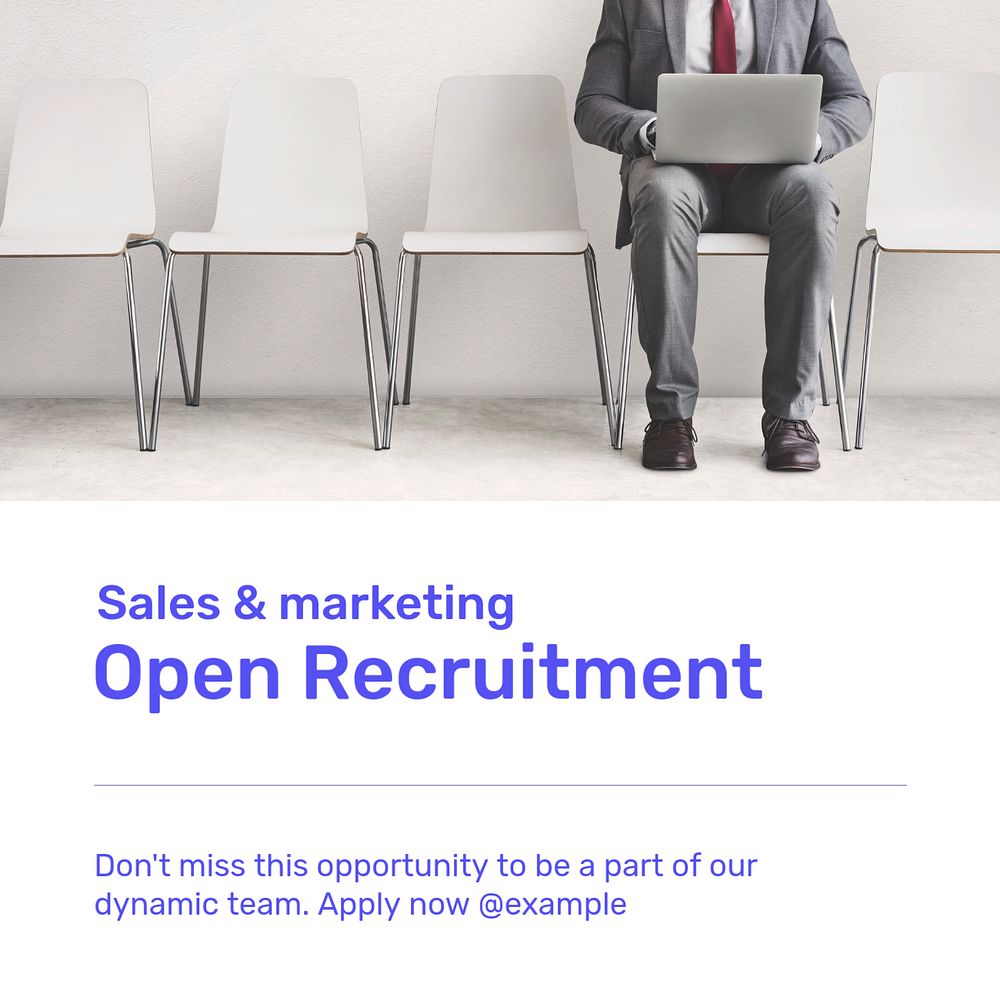 Open recruitment post template, editable text for social media