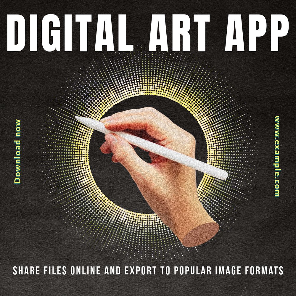 Digital art app Instagram post template, editable text